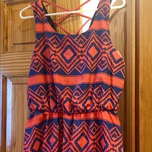 XL Coral and Navy Print Dress